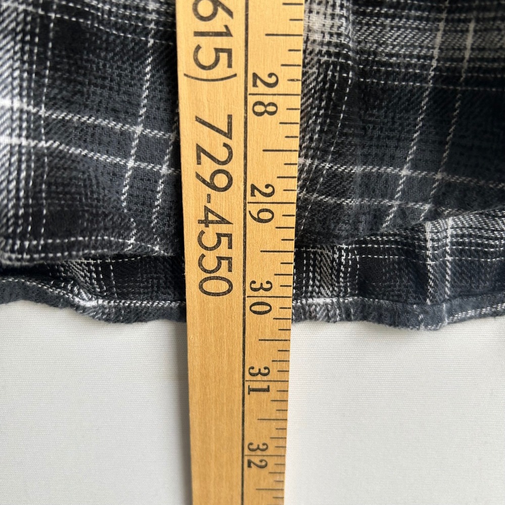 Wrangler Wrancher Mens XL Western Pearl Snap Shirt Black Grey Plaid Flannel Long - Picture 7 of 8